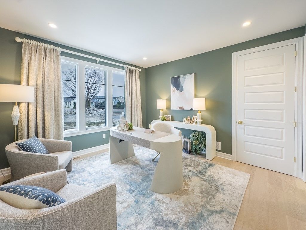 Home Office, Interior, Recessed Lighting, Wood Texture Flooring