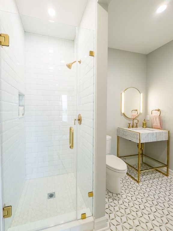 Bathroom, Glass Shower, Interior, Recessed Lighting