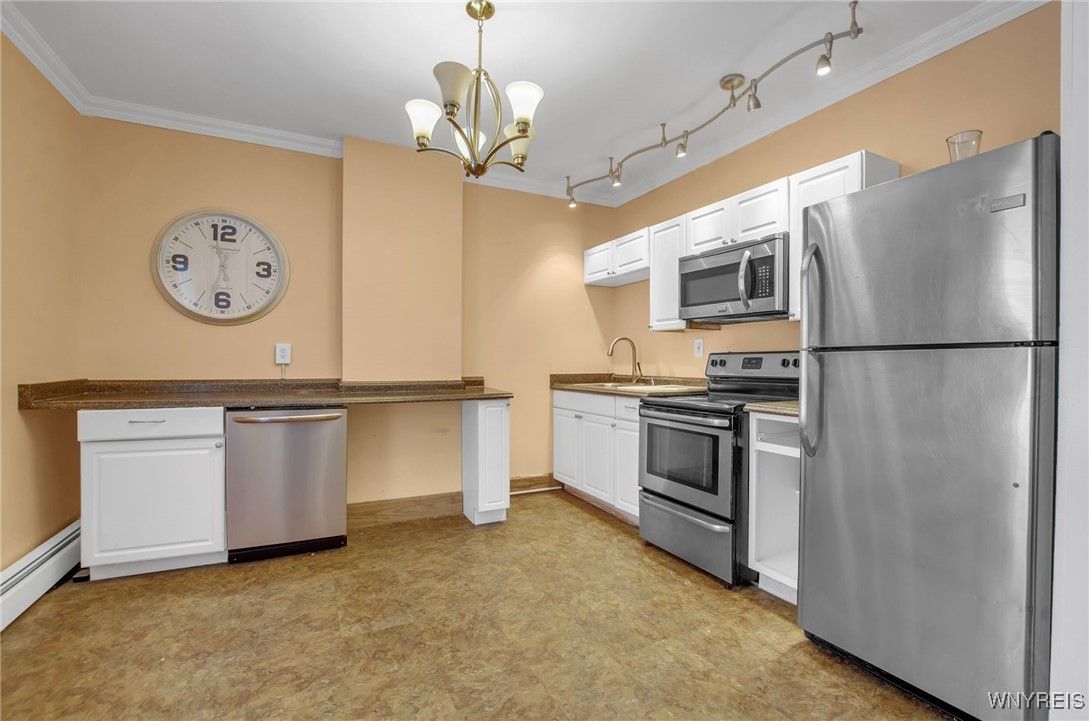 Chandelier, Interior, Kitchen, Stainless Steel Appliances