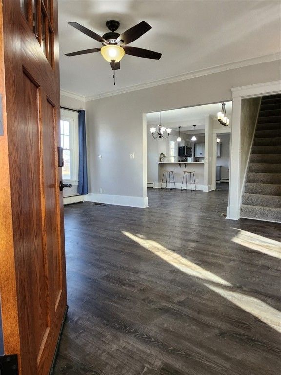 Empty room, Interior, Kitchen, Pendant Lights, Wood Texture Flooring