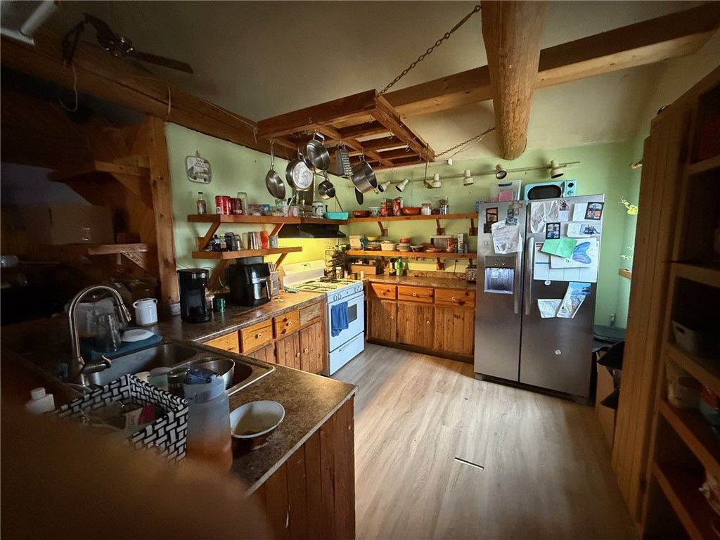 Interior, Kitchen, Wooden Beams, Wood Texture Flooring
