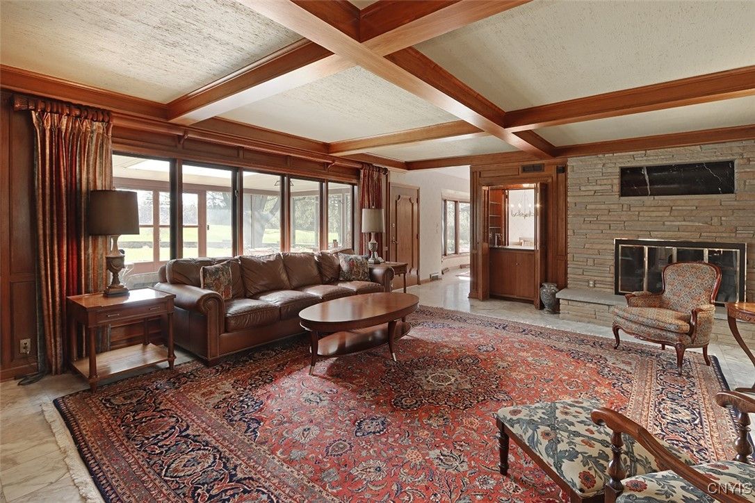 Fireplace, Interior, Living room, Stone Walls, Wooden Beams