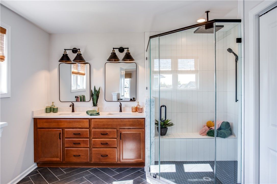 Bathroom, Dual Sink Vanities, Glass Shower, Interior
