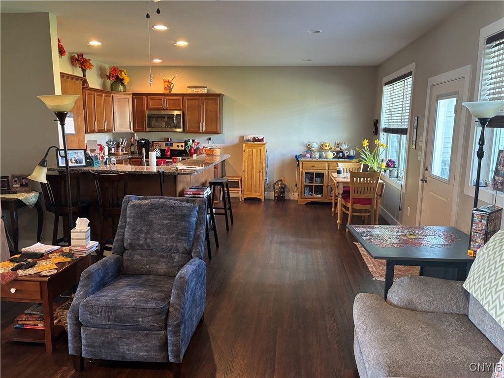 Interior, Kitchen, Pendant Lights, Recessed Lighting, Wood Texture Flooring