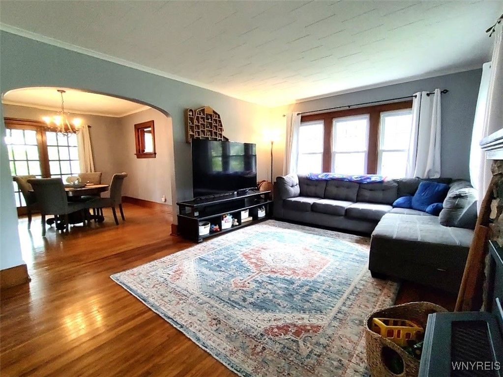 Chandelier, Dining room, Fireplace, Interior, Living room, Wood Texture Flooring
