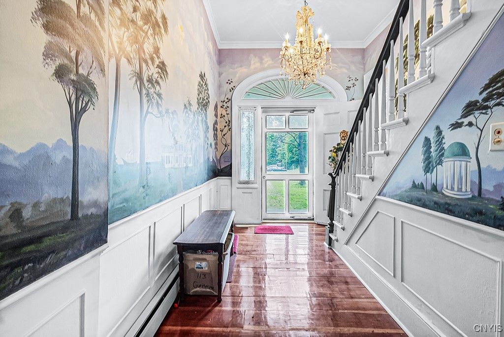 Chandelier, Interior, Wood Texture Flooring