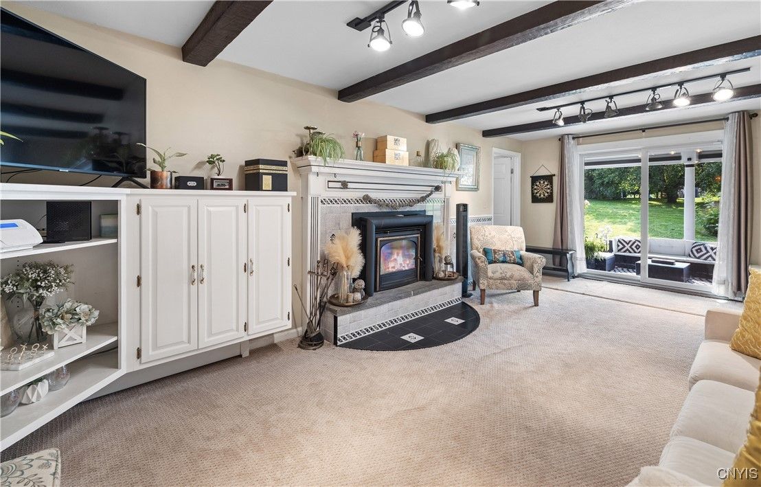 Fireplace, Interior, Wooden Beams