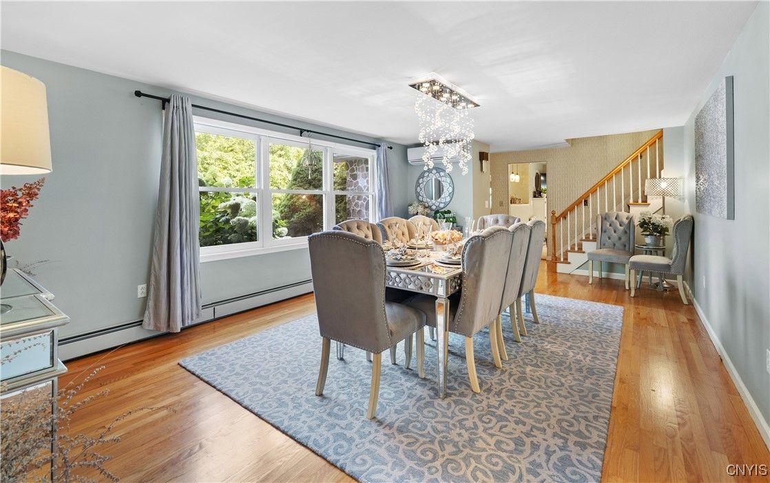 Chandelier, Dining room, Interior, Wood Texture Flooring