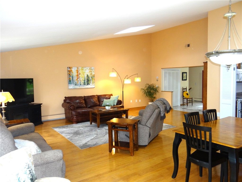 Dining room, Interior, Living room, Pendant Lights, Wood Texture Flooring