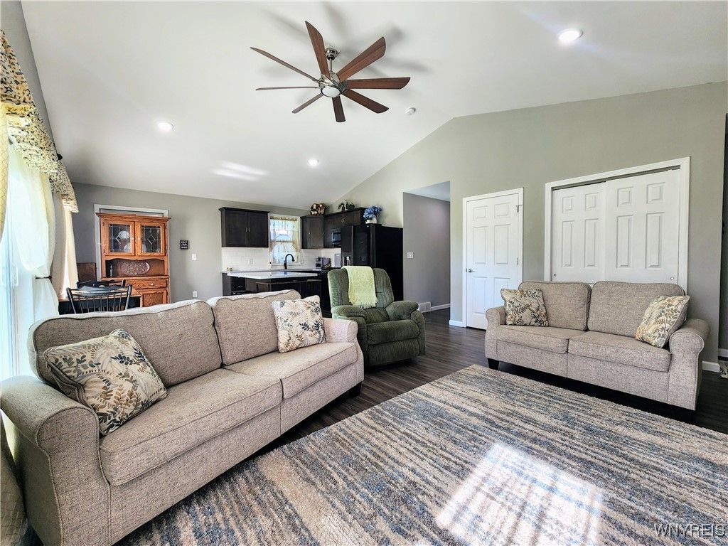 Interior, Kitchen, Living room, Recessed Lighting, Wood Texture Flooring