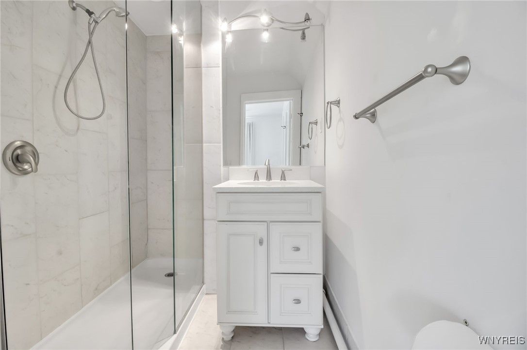 Bathroom, Glass Shower, Interior, Marble Walls