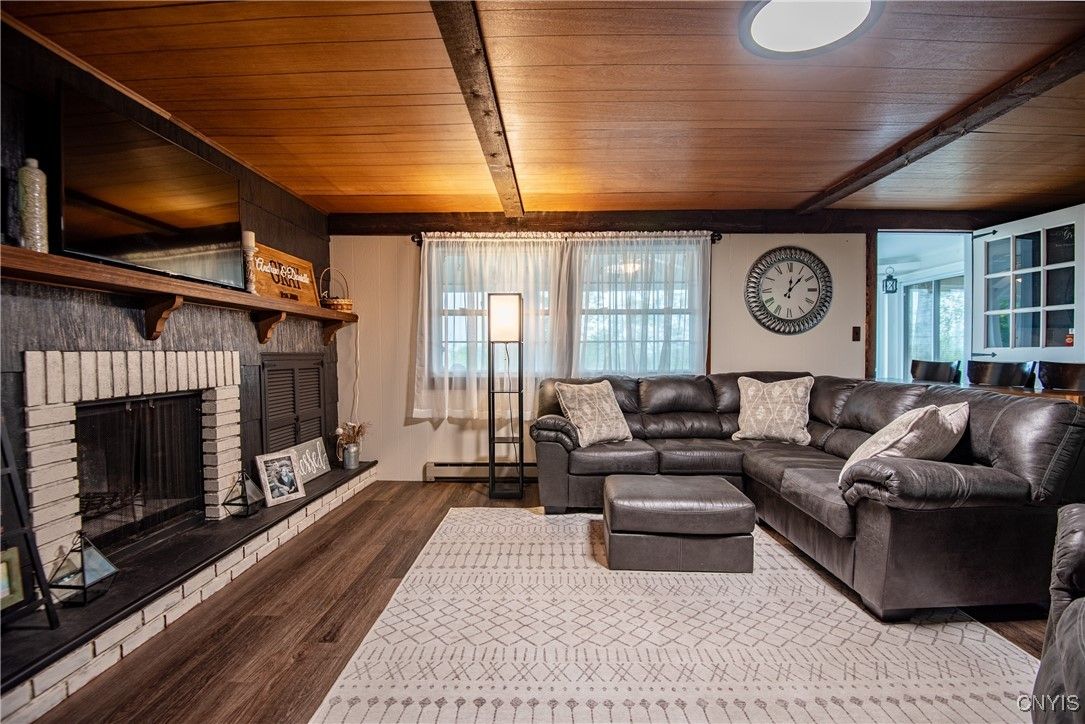 Fireplace, Interior, Living room, Wooden Ceilings, Wood Texture Flooring