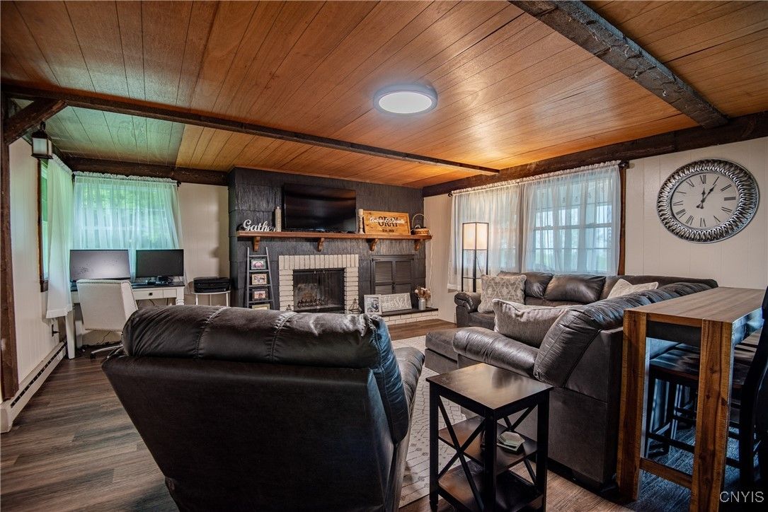 Fireplace, Interior, Living room, Wooden Ceilings, Wood Texture Flooring