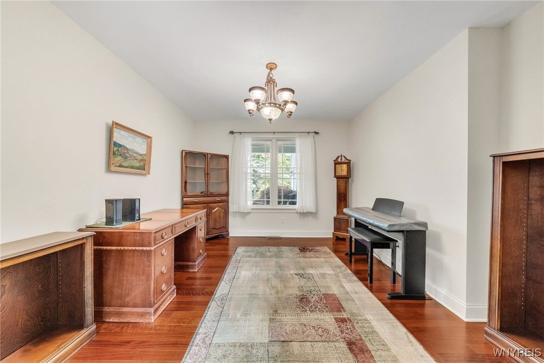 Chandelier, Home Office, Interior, Wood Texture Flooring