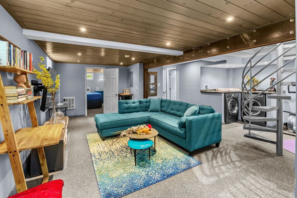 Interior, Living room, Recessed Lighting, Wooden Ceilings