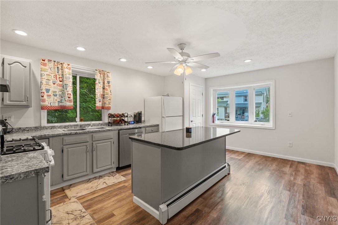 Interior, Kitchen, Recessed Lighting, Wood Texture Flooring