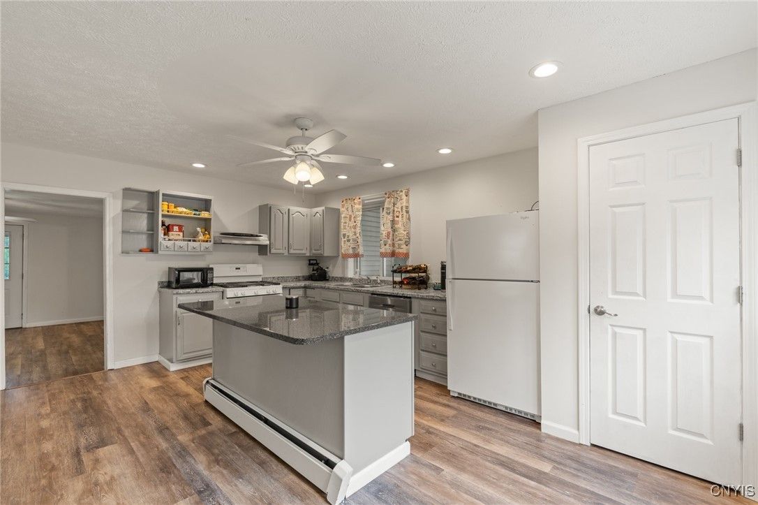 Interior, Kitchen, Recessed Lighting, Wood Texture Flooring