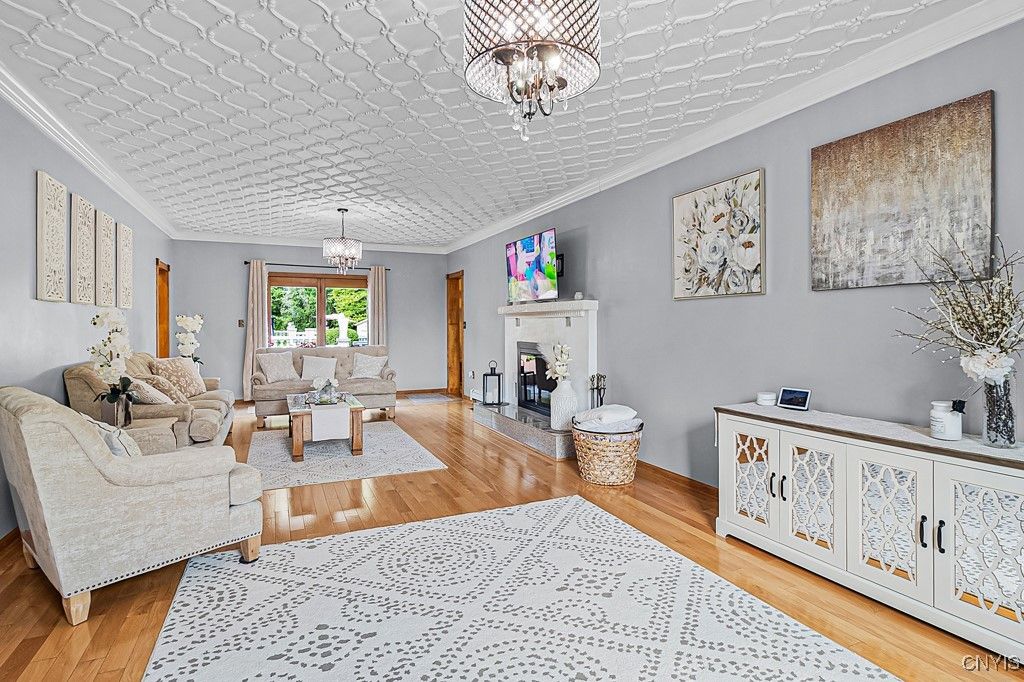 Chandelier, Fireplace, Interior, Living room, Wood Texture Flooring
