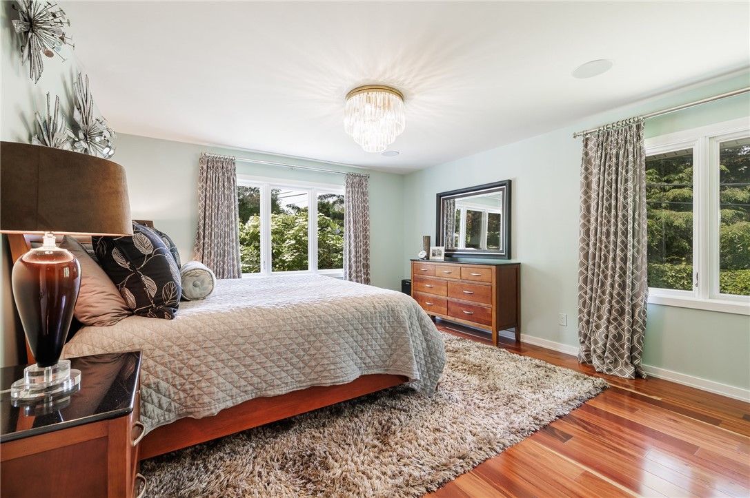 Bedroom, Chandelier, Interior, Wood Texture Flooring