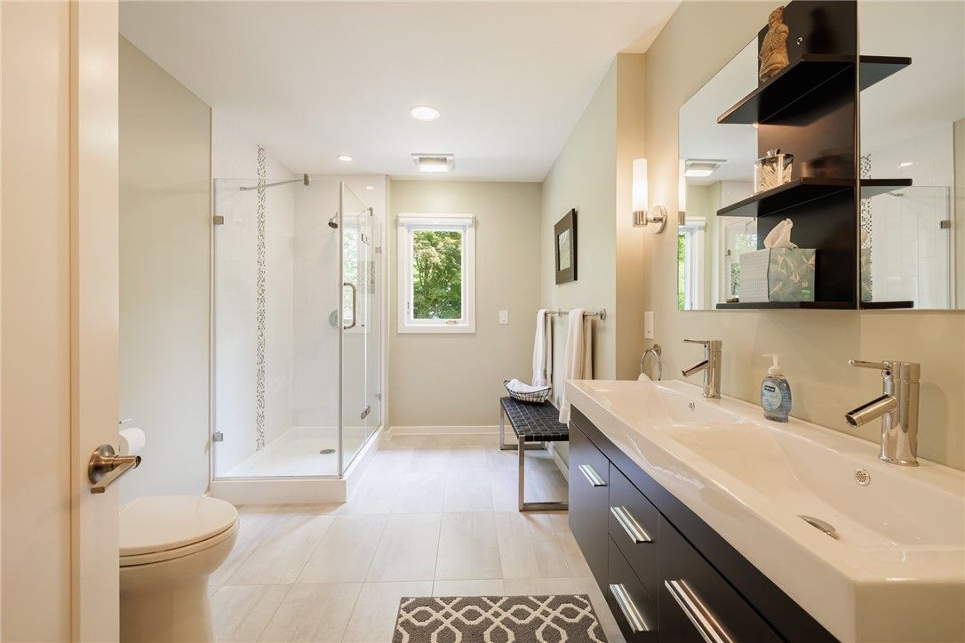 Bathroom, Dual Sink Vanities, Glass Shower, Interior, Recessed Lighting
