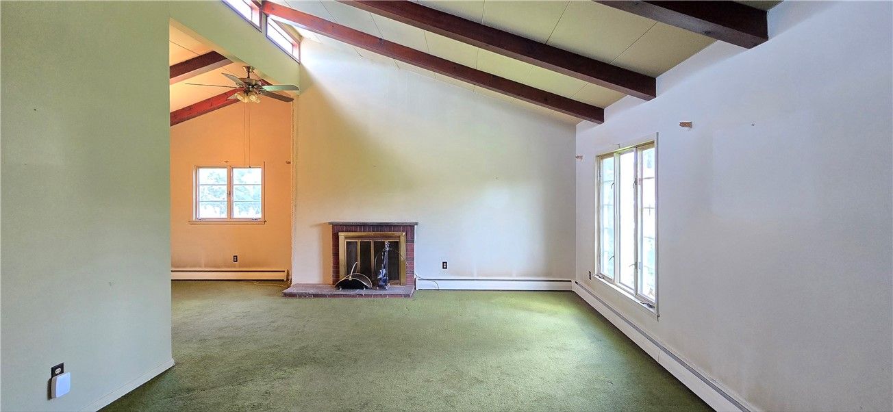 Empty room, Fireplace, Interior, Wooden Beams