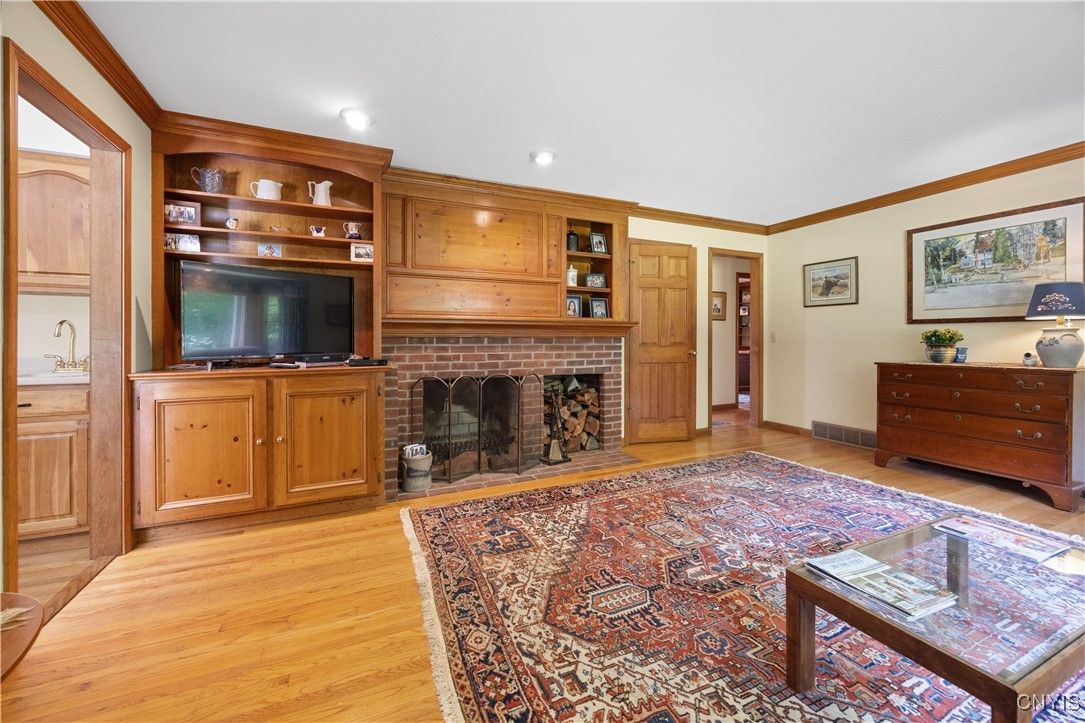 Fireplace, Interior, Recessed Lighting, Wood Texture Flooring