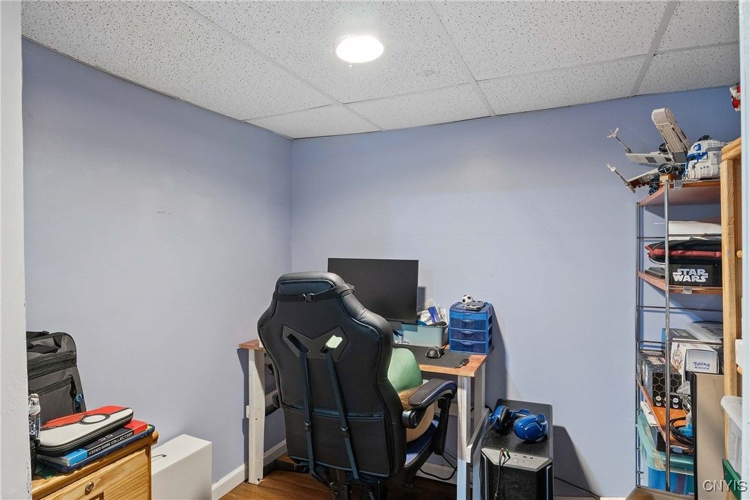 Home Office, Interior, Recessed Lighting, Wood Texture Flooring