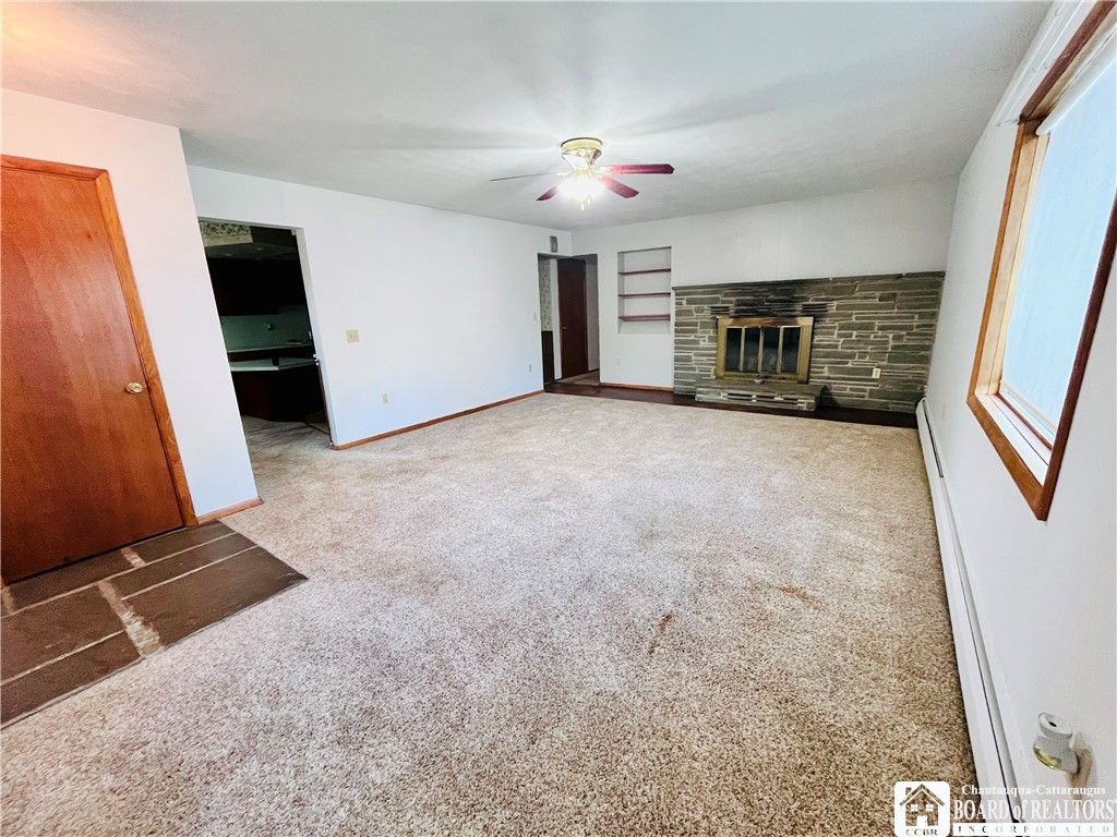 Empty room, Fireplace, Interior, Stone Walls
