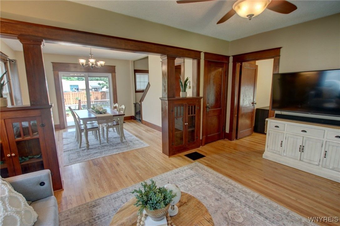 Chandelier, Dining room, Interior, Wood Texture Flooring