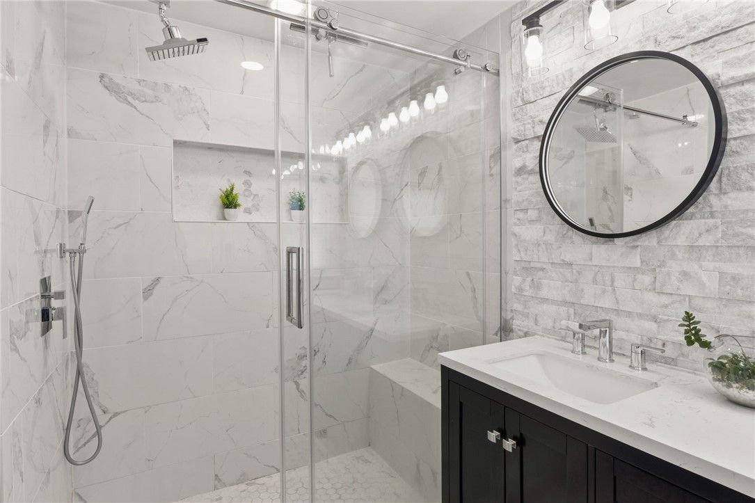 Bathroom, Glass Shower, Interior, Marble Walls