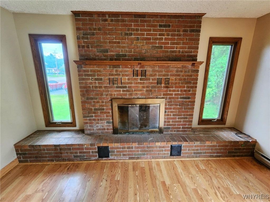 Fireplace, Interior, Stone Walls, Wood Texture Flooring