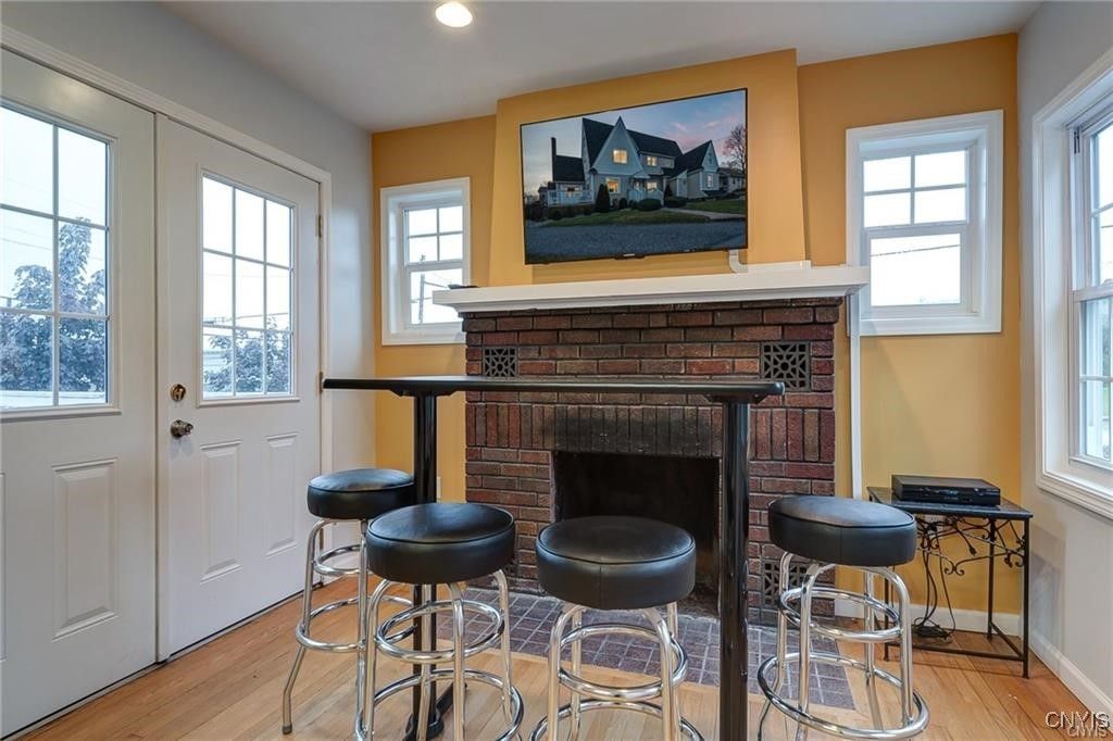 Fireplace, Interior, Recessed Lighting, Wood Texture Flooring
