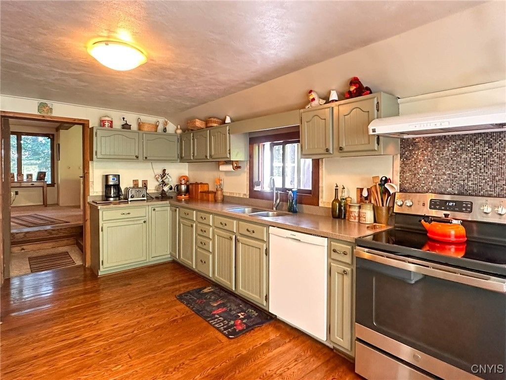 Interior, Kitchen, Stainless Steel Appliances, Wood Texture Flooring