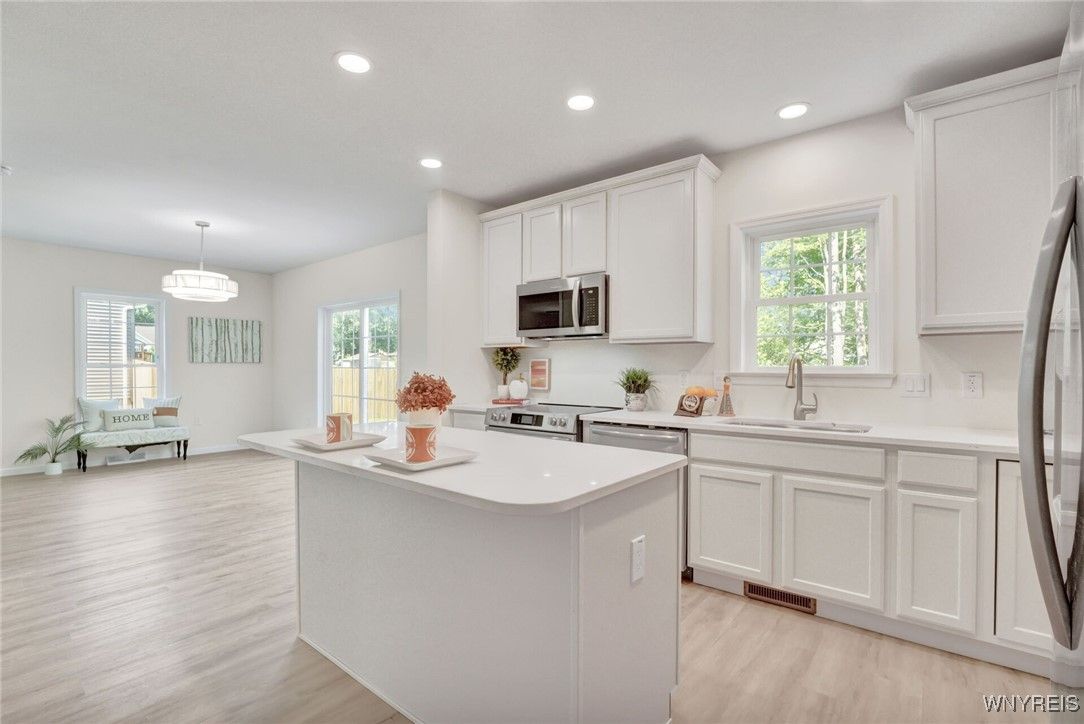 Chandelier, Interior, Kitchen, Pendant Lights, Recessed Lighting, Wood Texture Flooring