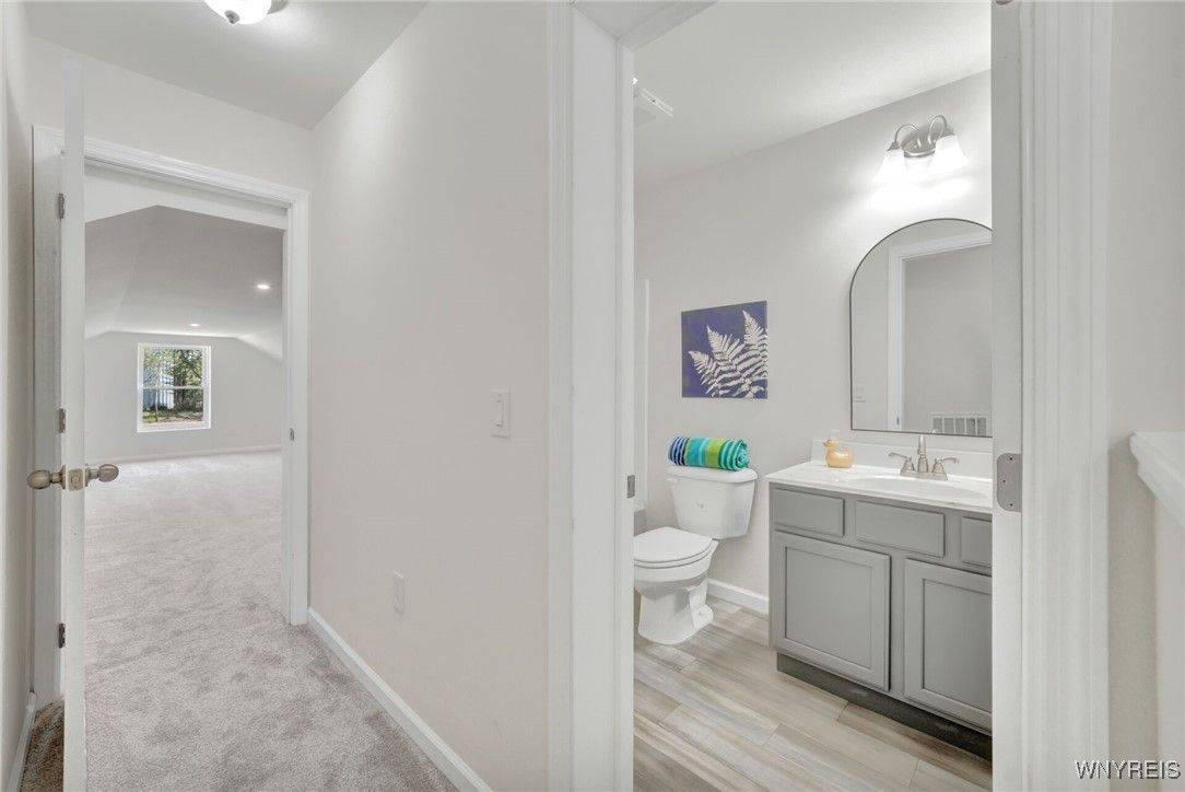 Bathroom, Interior, Recessed Lighting, Wood Texture Flooring