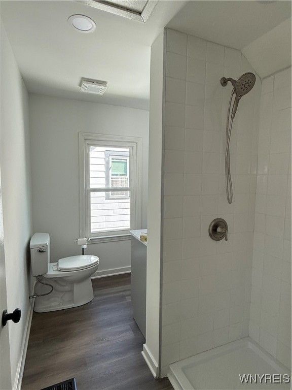 Bathroom, Glass Shower, Interior, Recessed Lighting, Wood Texture Flooring