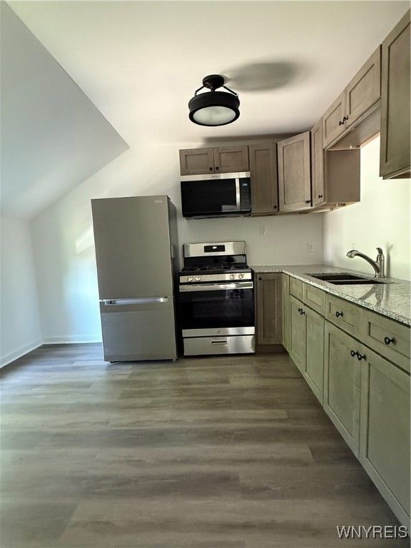 Interior, Kitchen, Stainless Steel Appliances, Wood Texture Flooring