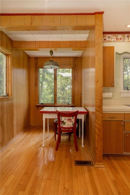 Interior, Pendant Lights, Wood Texture Flooring, Wooden Walls