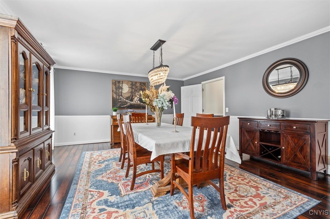 Chandelier, Dining room, Interior, Pendant Lights, Wood Texture Flooring