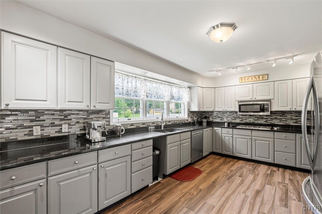 Interior, Kitchen, Stainless Steel Appliances, Wood Texture Flooring