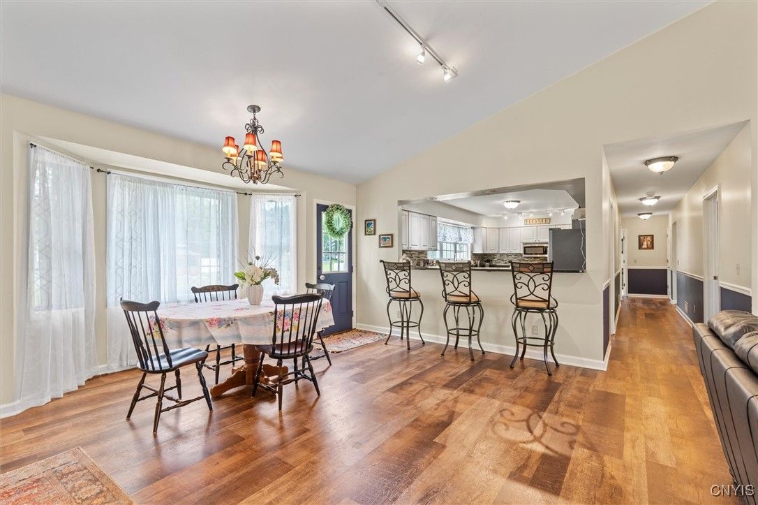 Chandelier, Dining room, Interior, Kitchen, Wood Texture Flooring