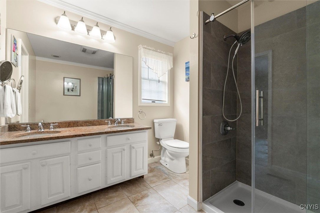 Bathroom, Dual Sink Vanities, Glass Shower, Interior