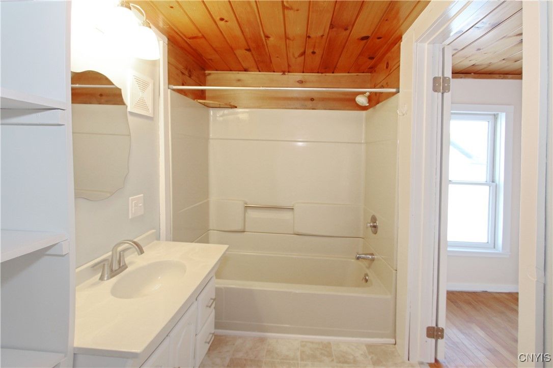 Bathroom, Interior, Wooden Ceilings, Wood Texture Flooring