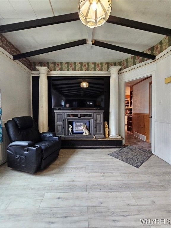 Fireplace, Interior, Wood Texture Flooring