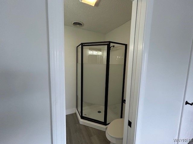 Bathroom, Glass Shower, Interior, Wood Texture Flooring