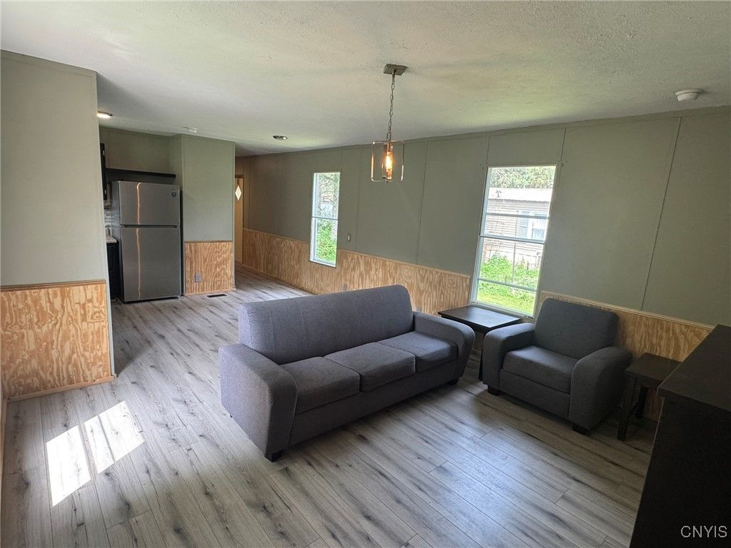 Interior, Living room, Pendant Lights, Wood Texture Flooring