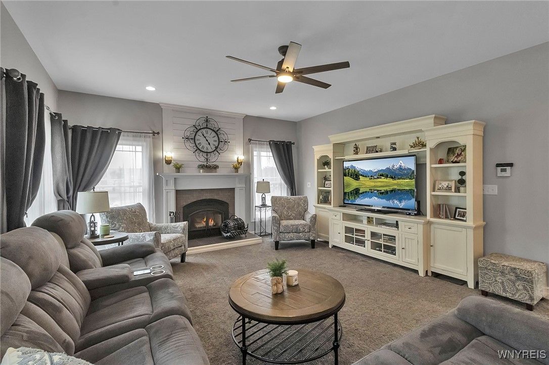Fireplace, Interior, Living room, Recessed Lighting