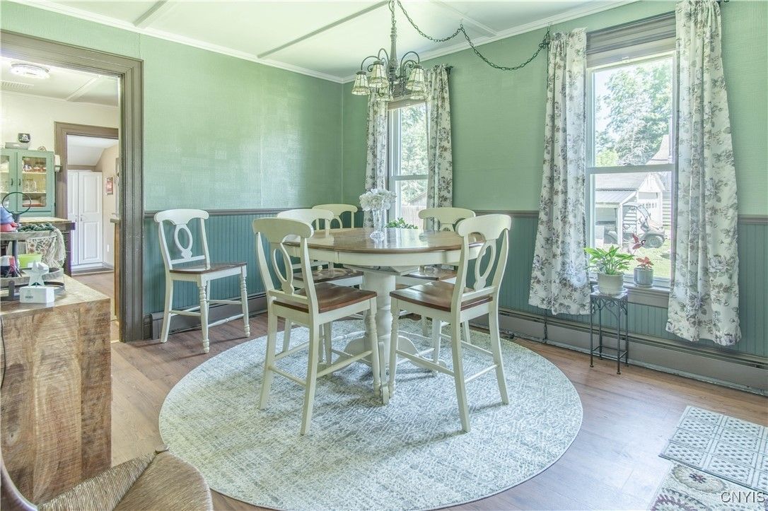 Chandelier, Dining room, Interior, Wood Texture Flooring