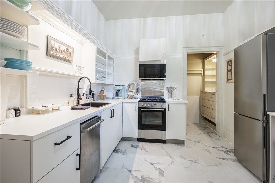 Interior, Kitchen, Marble, Stainless Steel Appliances