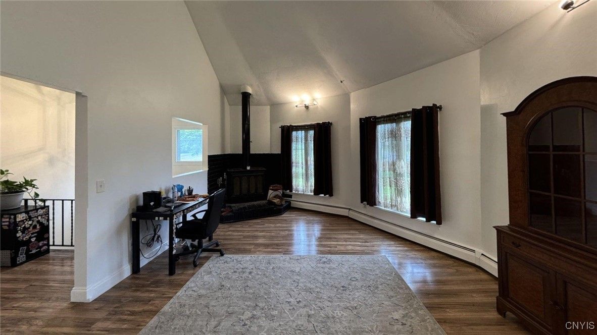 Fireplace, Home Office, Interior, Wood Texture Flooring